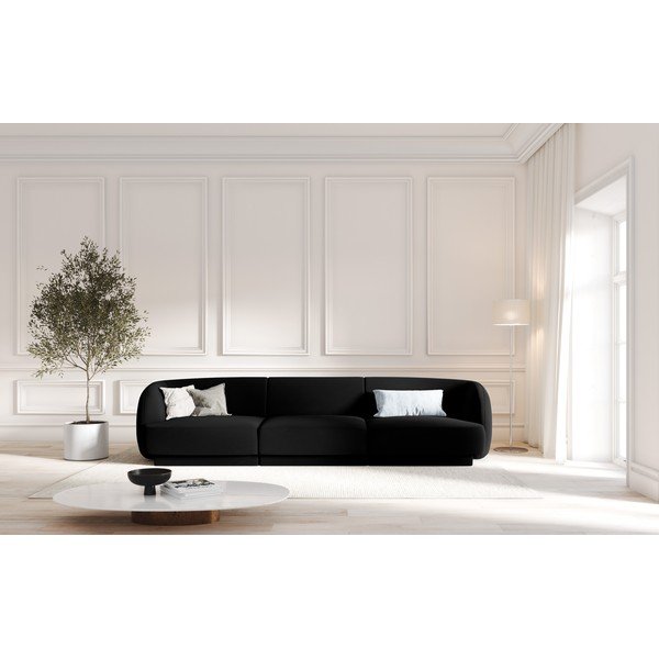Divano in velluto nero 259 cm Miley - Micadoni Home-image-1
