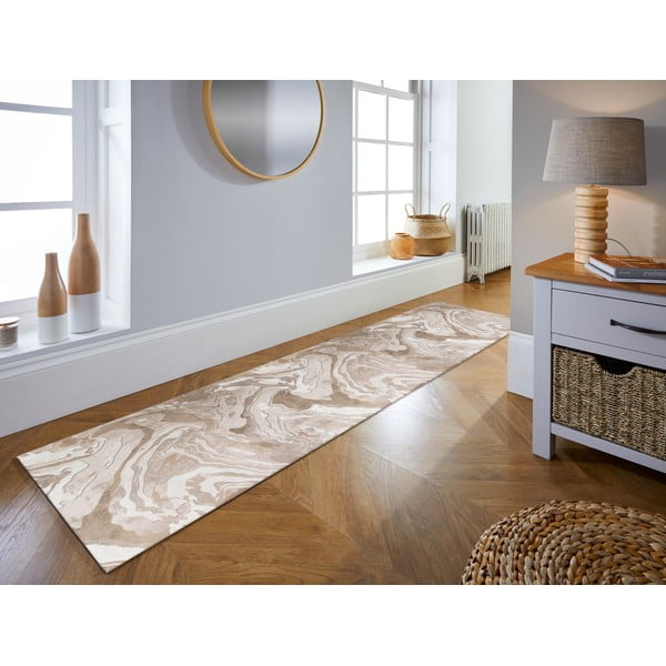 Tappeto beige/naturale 60x230 cm Marbled - Flair Rugs-image-1