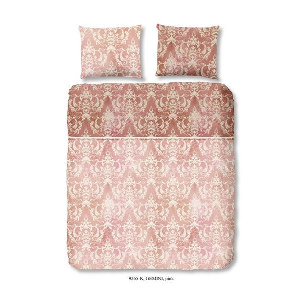 Biancheria per un letto in cotone sateen rosa, 155 x 200 cm - Descanso