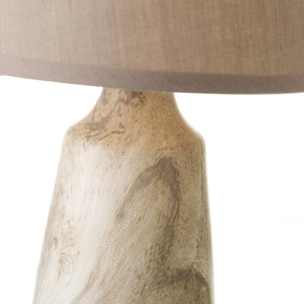 Lampada da tavolo in ceramica beige con paralume in tessuto (altezza 28 cm) - Casa Selección-image-3