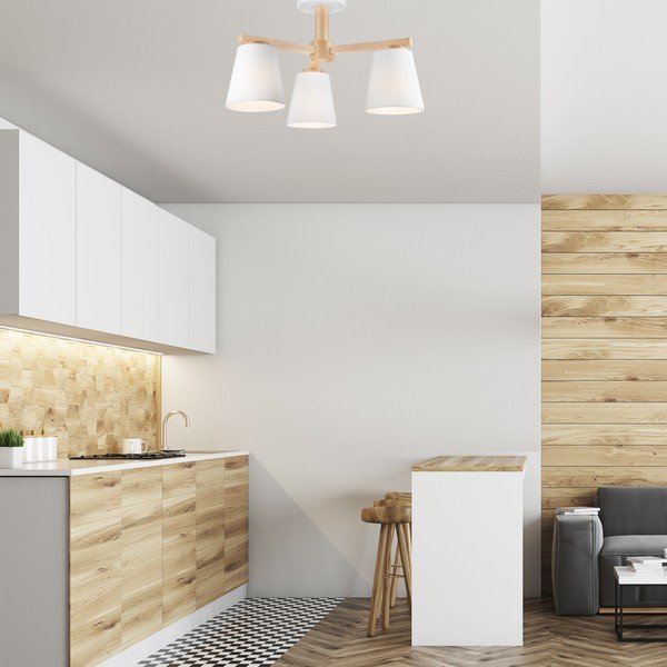 Lampada da soffitto bianca con paralume in tessuto ø 15 cm Ellie - LAMKUR-image-1