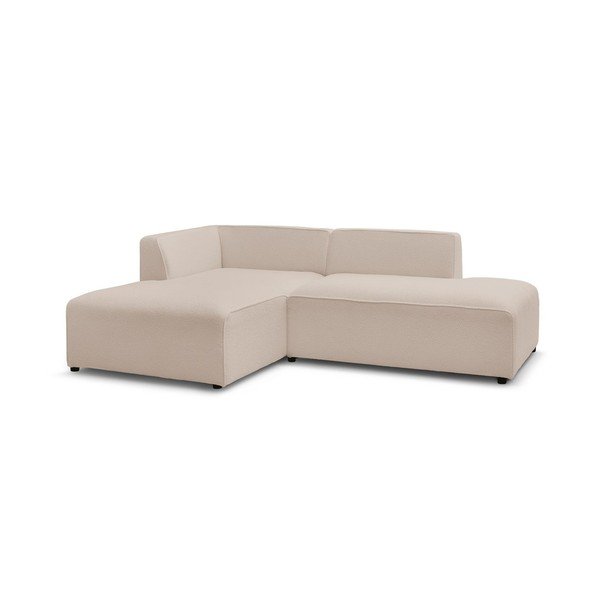 Divano angolare componibile beige (penisola a sinistra/a L) con rivestimento in bouclé Megeve – Bobochic Paris-image-3