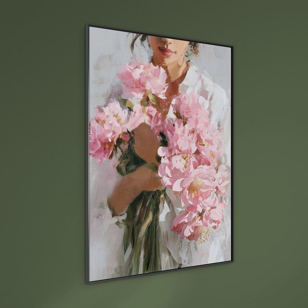 Dipinto stampato con cornice inclusa/dipinto su tela 70x100 cm Floral Embrace – Styler-image-1