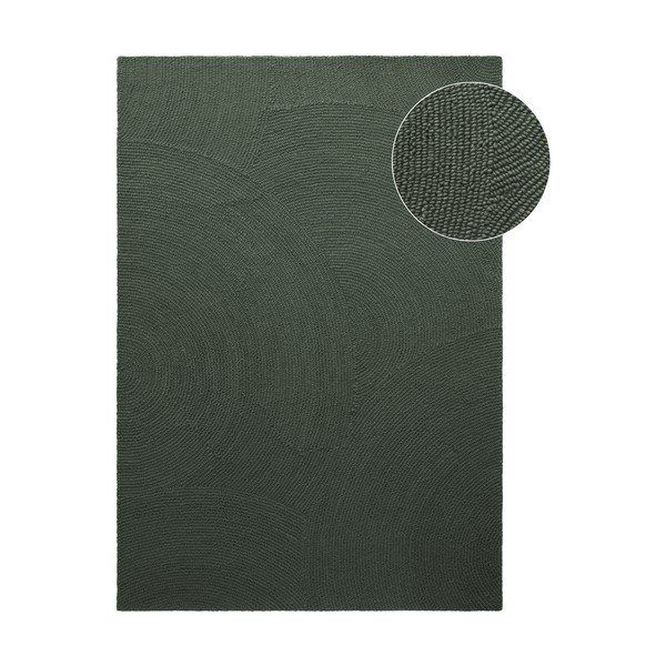 Tappeto verde scuro in lana tessuto a mano 200x300 cm Calmio – Hanse Home