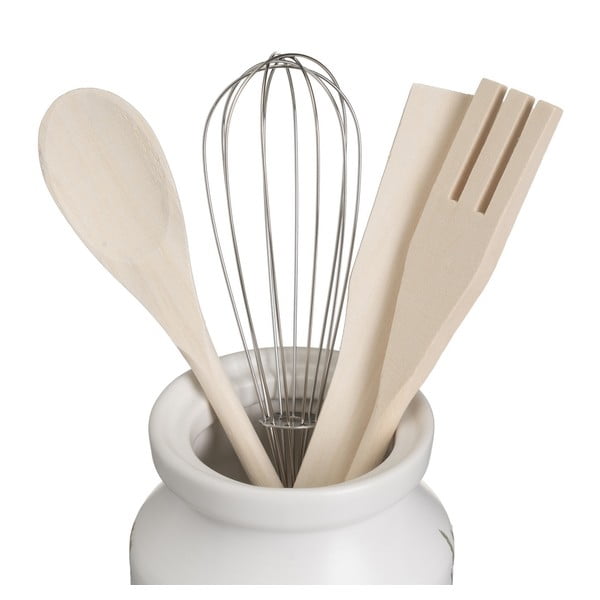 Set di utensili da cucina in legno 4 pezzi con supporto Grass - Casa Selección-image-3