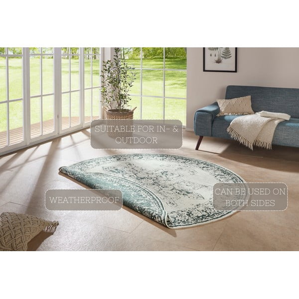Tappeto da esterno verde e crema , ø 200 cm Borbon - NORTHRUGS-image-4