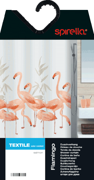 Tenda per doccia 180x200 cm Flamingo – Spirella-image-1