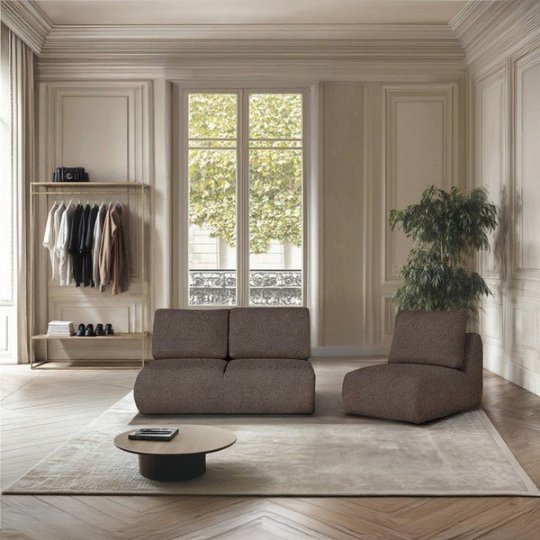 Poltrona marrone rivestita in bouclé Mirel – Rodier-image-1