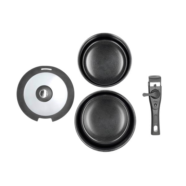 Set di casseruole con manico rimovibile in alluminio con coperchio incluso/con superficie antiaderente 2 pz 2,4 l – Holm-image-2