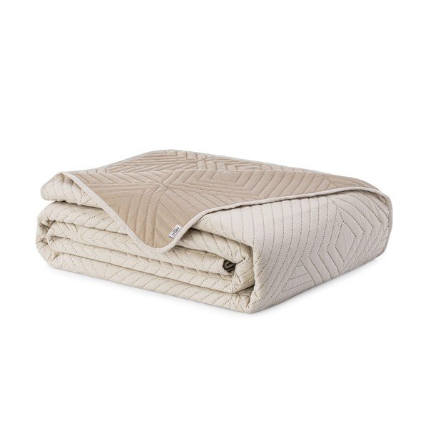 Copriletto beige in microfibra con rivestimento trapuntato 240x260 cm Softa – Restilo