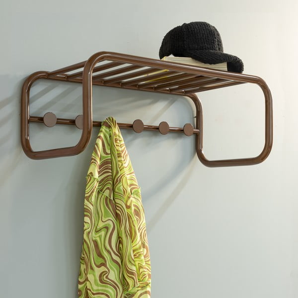 Attaccapanni da parete marrone scuro in metallo con scaffale 72 cm Retro – Spinder Design-image-1