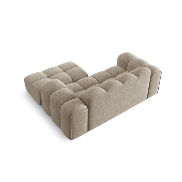 Divano angolare marrone chiaro (con penisola a destra/con chaise lounge) con rivestimento in ciniglia Treno – Cosmopolitan Design-image-3