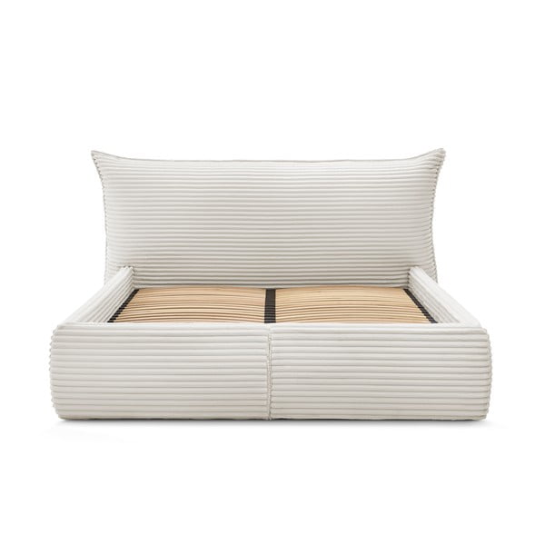 Letto matrimoniale imbottito color crema con contenitore con rete inclusa 160x200 cm Jade – Bobochic Paris-image-3