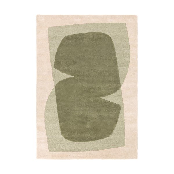 Tappeto verde/beige in lana tessuto a mano 120x170 cm Kinney – MADE