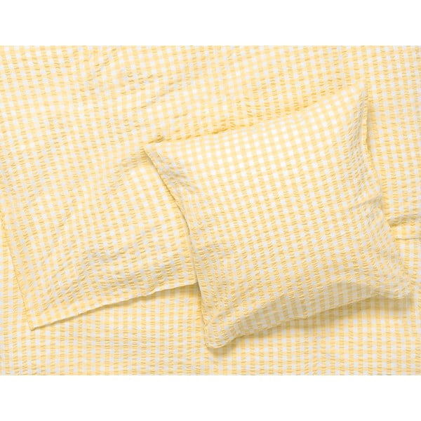 Biancheria da letto in crêpe giallo e bianco per letto singolo 140x200 cm Bæk&Bølge - JUNA-image-1