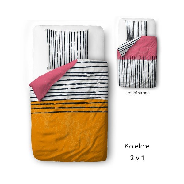 Biancheria da letto singola in cotone sateen 140x200 cm Black Stripes in Colors - Butter Kings-image-2