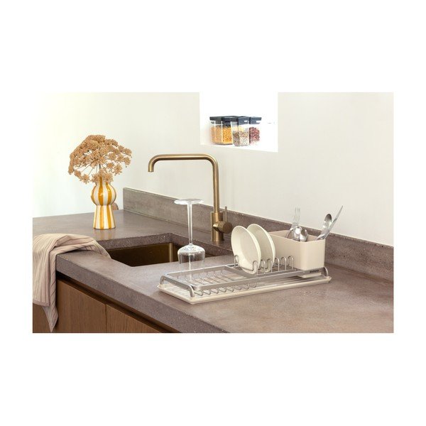 Scolapiatti beige in metallo 46x20 cm – Brabantia-image-1