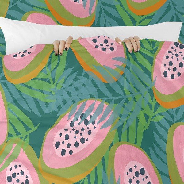 Copripiumino verde e rosa per letto singolo 140x200 cm Papaya - Aware-image-4
