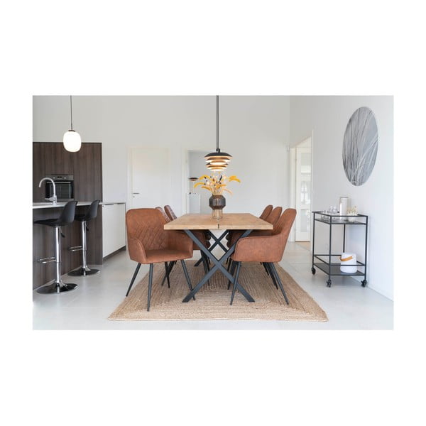 Set di sedie da pranzo marrone in imbottito con braccioli 2 pz Harbo – House Nordic-image-3