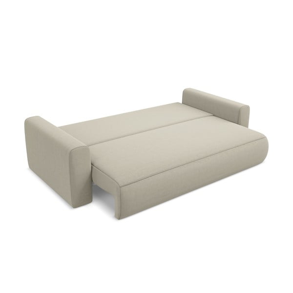 Divano beige allungabile/con contenitore con rivestimento in velluto 238 cm Kapua – Makamii-image-3