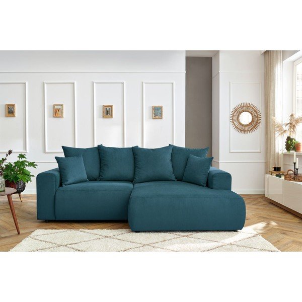 Divano angolare blu con rivestimento in velluto Enjoy – Bobochic Paris-image-1