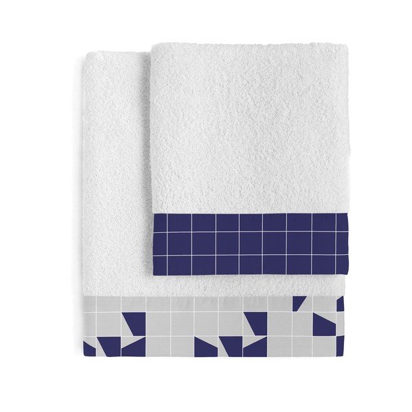 Set di 2 asciugamani in cotone Structure - Blanc