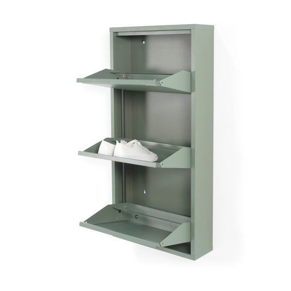 Scarpiera verde polveroso in metallo con ante ribaltabili 50x103x15 cm Billy – Spinder Design-image-2