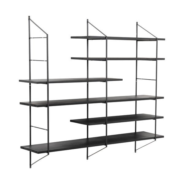 Scaffale nero in legno massiccio pavlovnia 120 cm Belfast - Actona-image-2