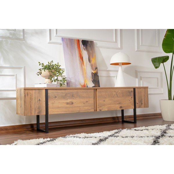 Mobile TV di colore naturale con effetto pino 180x50x29,5 cm Serenity – Kalune Design-image-1