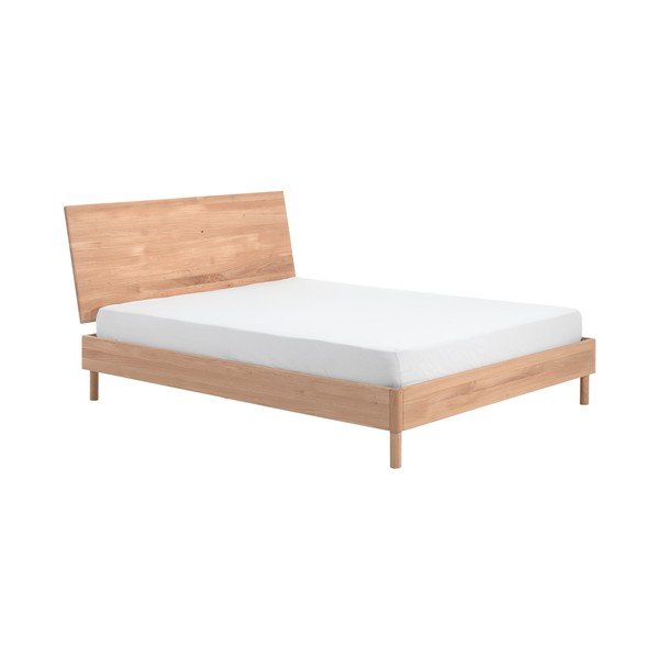 Letto matrimoniale di colore naturale in rovere massiccio rete non inclusa 160x200 cm Forrest – Vipack