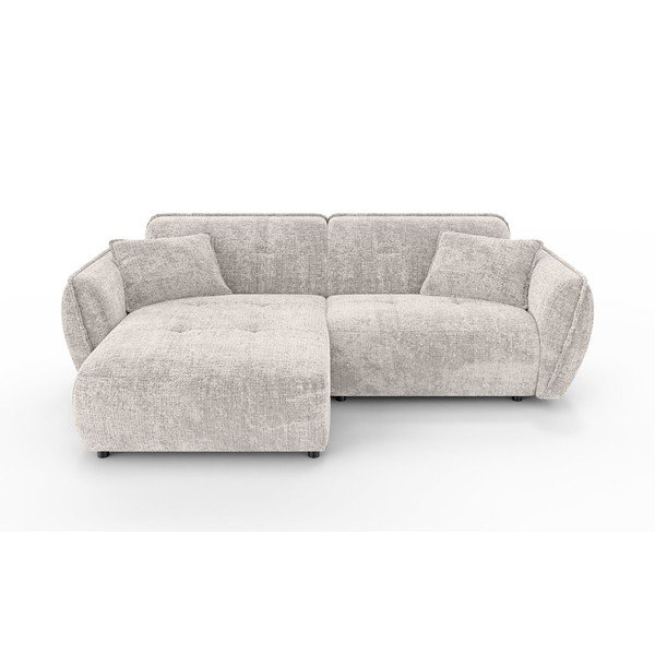 Divano angolare beige (con penisola a sinistra/con chaise lounge) con rivestimento in ciniglia Nelia – Ropez