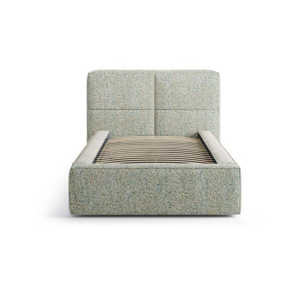 Letto singolo imbottito verde con contenitore con rete inclusa 90x200 cm Darren – Micadoni -image-3