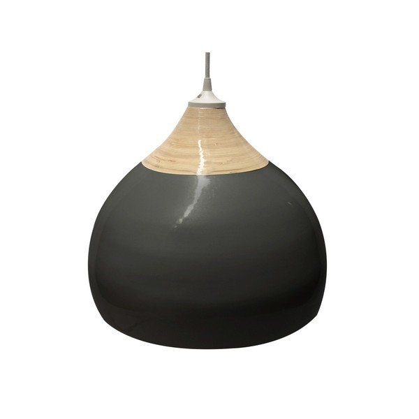 Černé stropní světlo z bambusu Karlsson Glazed, ⌀ 38 cm