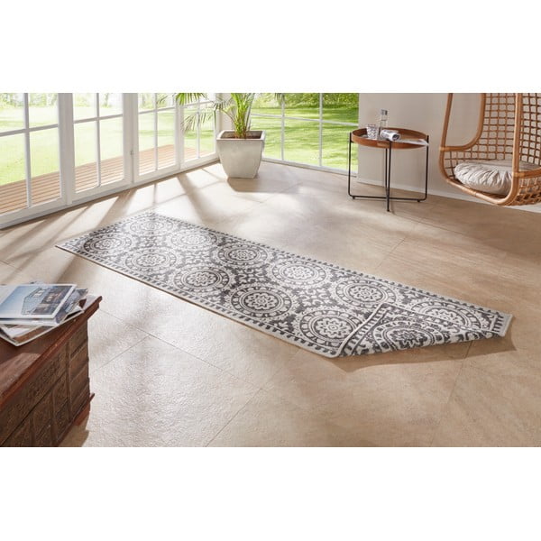 Tappeto da esterno grigio e crema , 80 x 250 cm Jardin - NORTHRUGS-image-1