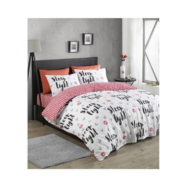 Lenzuolo singolo SleepTight Fuchsia & White in cotone ranforce, 140 x 200 cm - Mijolnir-image-1
