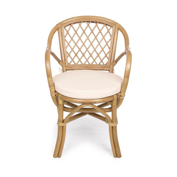 Sedia da esterno di colore naturale in legno massiccio/in rattan Athina – Bizzotto-image-2