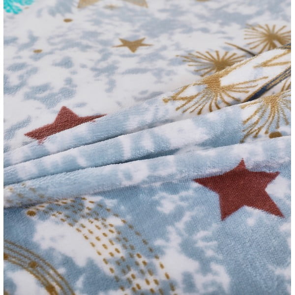 Biancheria da letto bianca/blu in micropile per letto singolo 140x200 cm Estrellas – My House-image-3