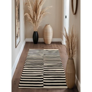 Passatoia bianca e nera in lana reversibile/tessuta a mano 80x200 cm Donna – Hanse Home
