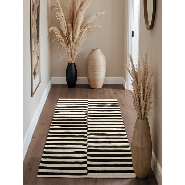 Passatoia bianca e nera in lana reversibile/tessuta a mano 80x200 cm Donna – Hanse Home-image-1