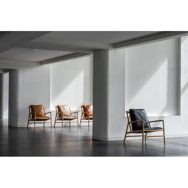 Poltrona in pelle di colore nero-naturale Dedo - Gazzda-image-2