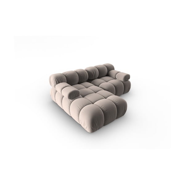 Divano angolare componibile in marrone chiaro (con penisola a sinistra) con rivestimento in velluto Bellis – Micadoni -image-4