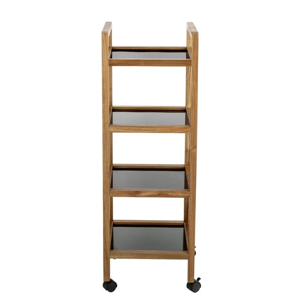 Scaffale per il bagno nero/di colore naturale in acacia massiccia 35x101,5 cm Fondi – Wenko-image-3