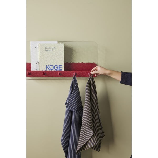 Appendiabiti da parete in metallo rosso con ripiano Shack - Hübsch-image-1