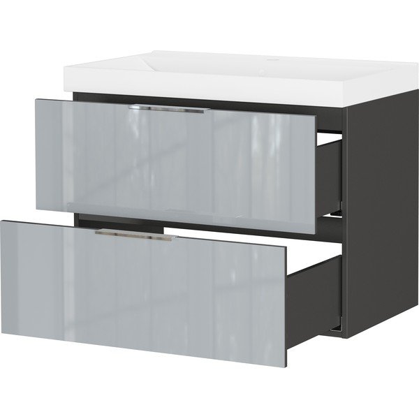 Mobile da lavabo grigio lucido da appendere 81x65 cm Celano – Germania-image-4