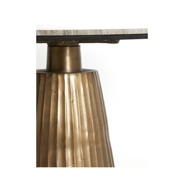 Tavolo da pranzo rotondo in bronzo e colore naturale con piano in marmo ø 100 cm Rianne - Light & Living-image-4