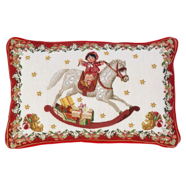Cuscino decorativo in cotone rosso e bianco con motivo natalizio Villeroy & Boch Toys Fantasy, 32 x 48 cm - Villeroy&Boch