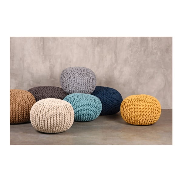 Pouf giallo lavorato a maglia Maglia XL, ⌀ 70 cm - LABEL51-image-2