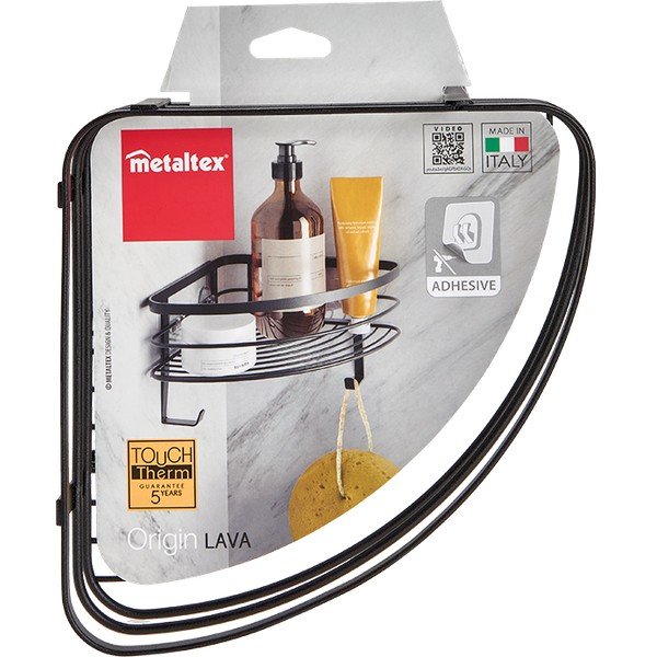Mensola angolare da parete nera per il bagno Origin - Metaltex-image-3