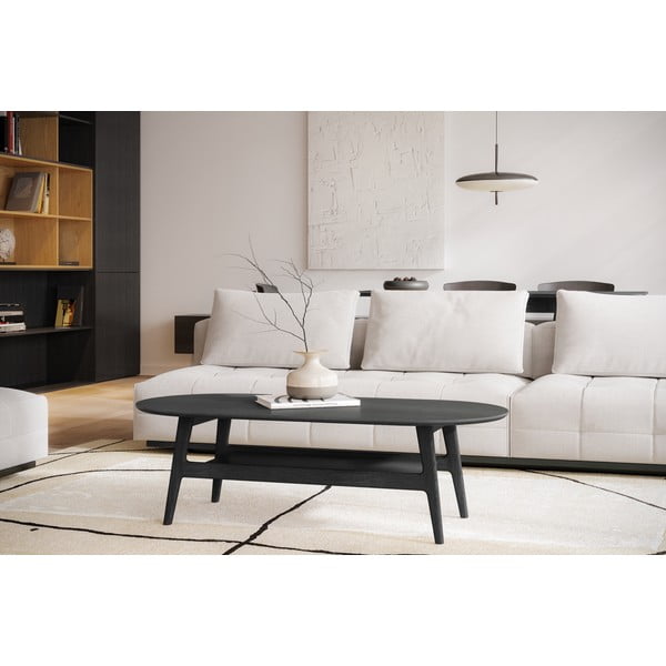 Tavolino da salotto nero con effetto rovere 60x130 cm Curved – Woodman-image-1