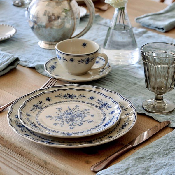 Piatto da dolce blu/beige in gres ø 21 cm Vila – Costa Nova-image-1